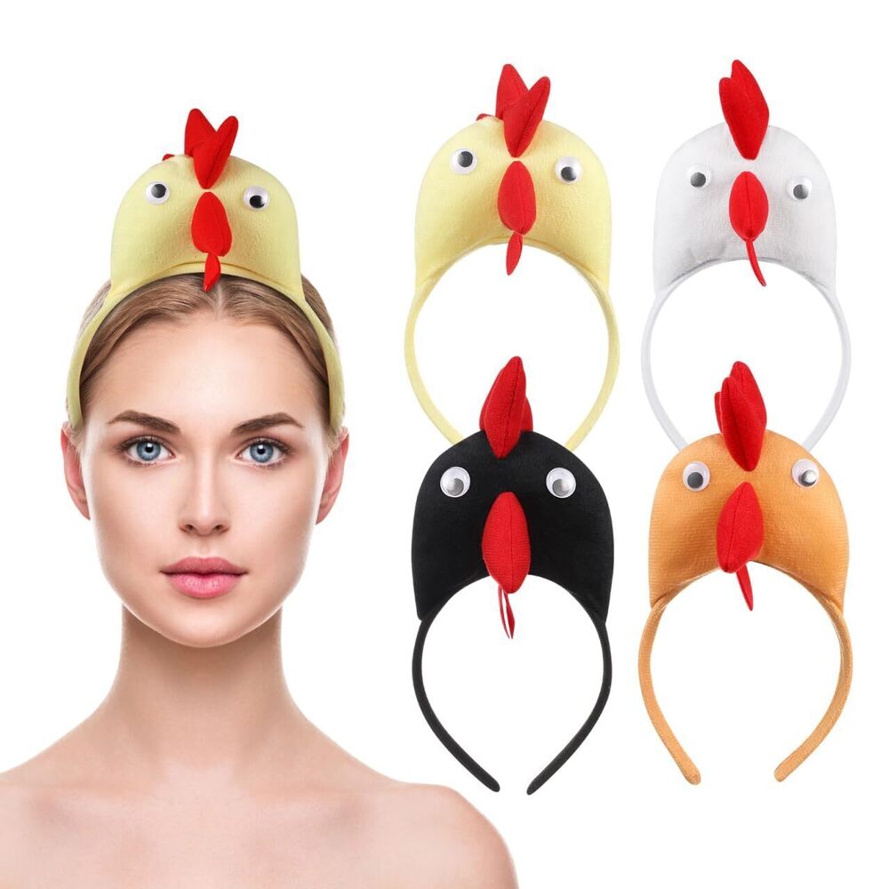 4549 4 PCS Chicken Headband kids Adults Rooster Headband Animal Hair Hoop
